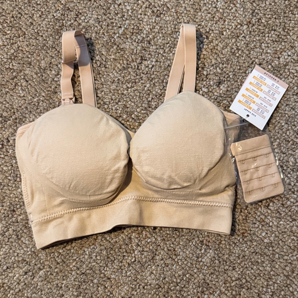 Elegant Beige Hands-Free Pumping & Nursing Seamless Bra